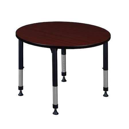 Kee Round Classroom Tables, 36 W, 36 L, 23-34 H, Wood, Metal, Mahogany TB36RNDMHAPBK